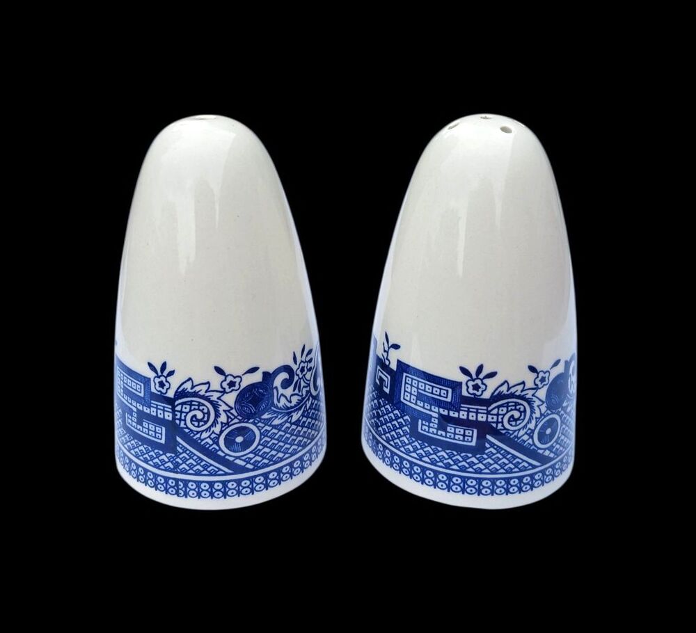Vintage Churchill England Blue Willow 3" Salt & Pepper Shakers Set w/ Stoppers